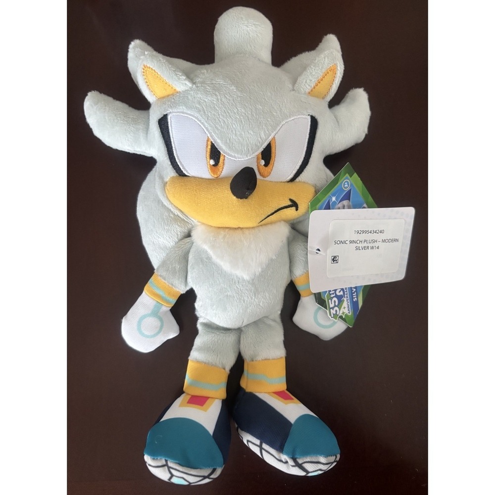 Sonic The Hedgehog 35th Anniversary Wave 14 9" SILVER Plush by Jakks Pacific